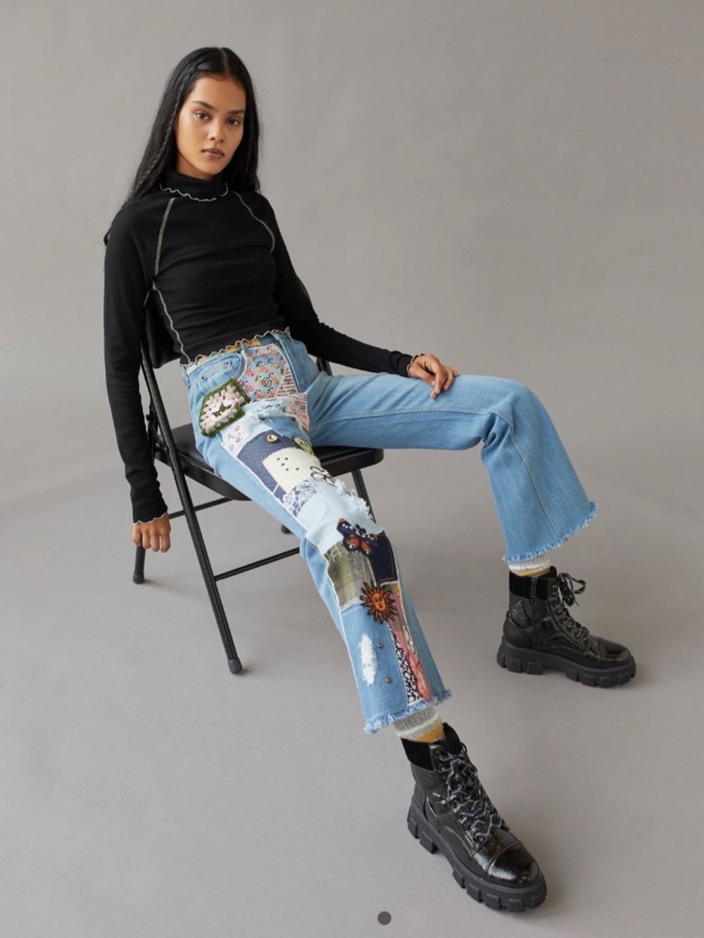 BDG Urban Outfitters Patchwork Jeans Size 24 New With tags NWT Hippie Bohemian - Picture 4 of 10